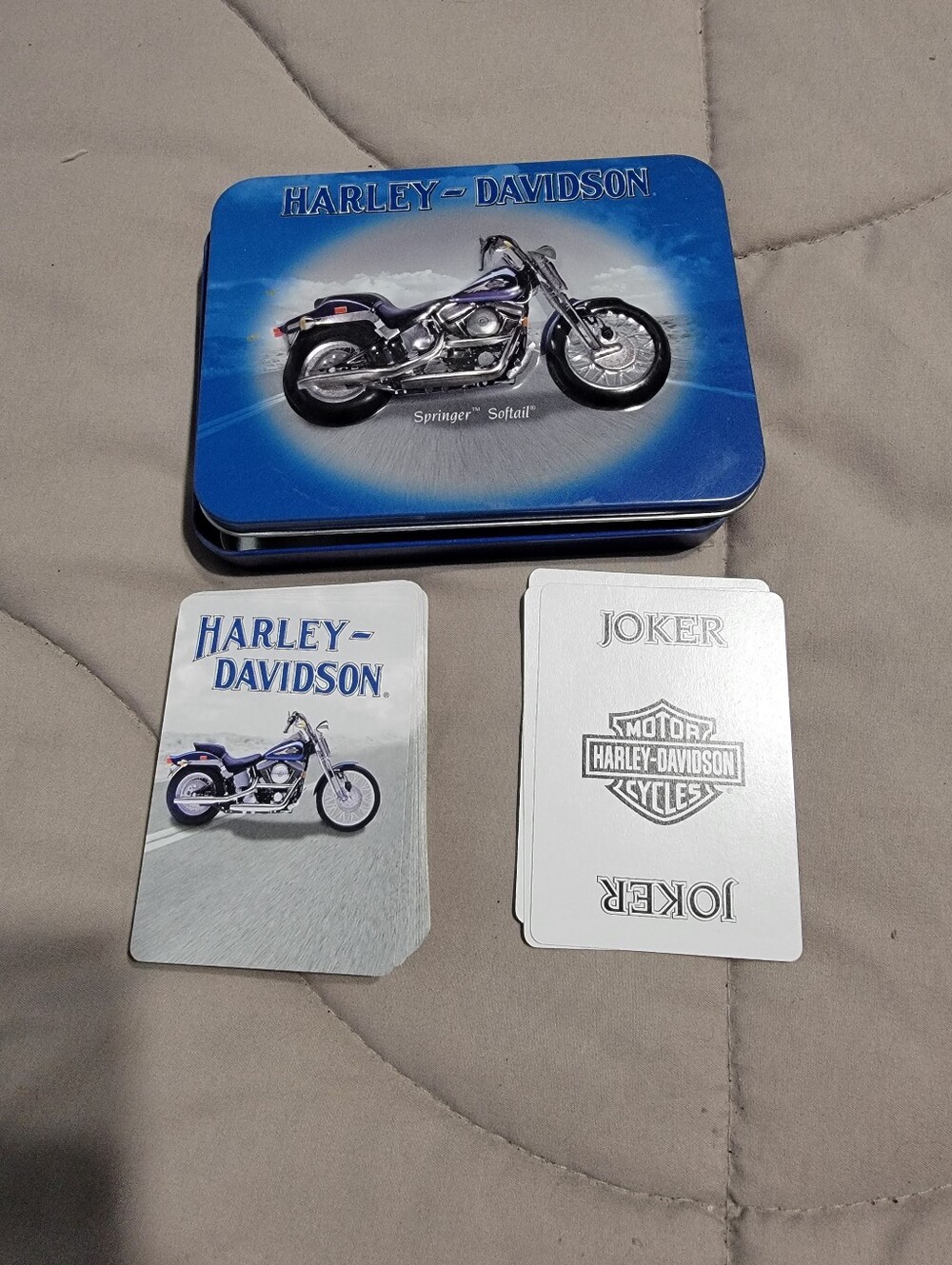 Harley Davidson Collectable Tin & Playing Cards Springer Softail - 2001 - 1 deck